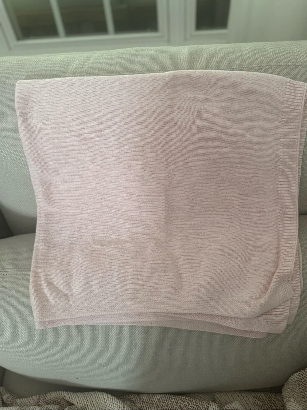 Marie Chantal ~  Knitted Crown Baby Blanket In Pink Cotton & Cashmere